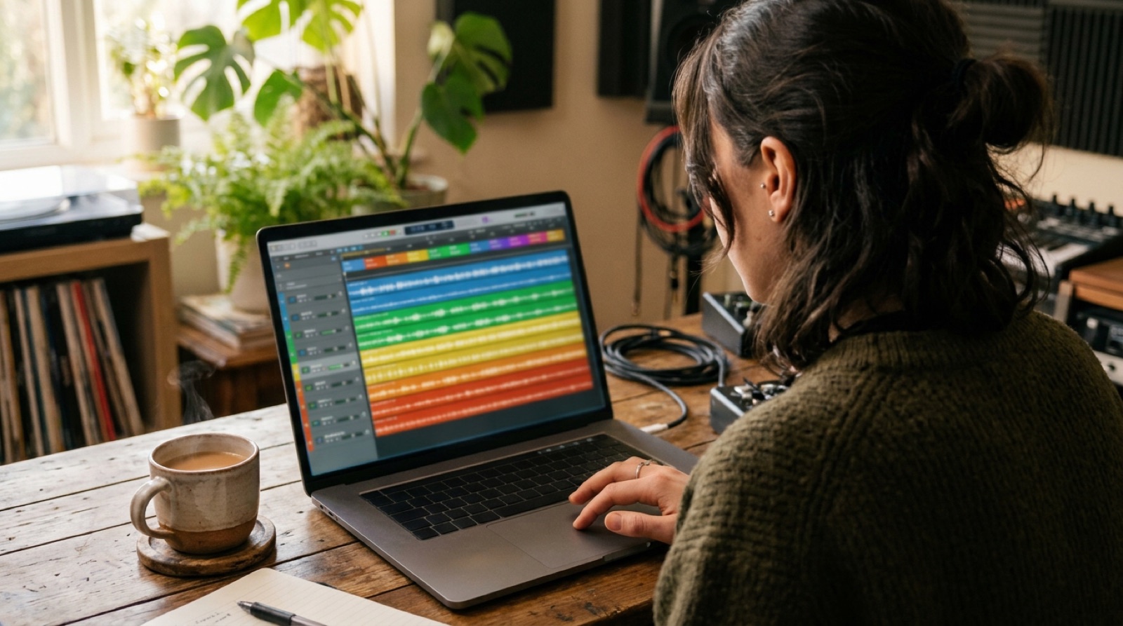 A laptop showing a multitrack arrangement